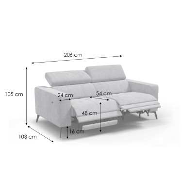 Relaxsofa 3-Sitzer MORELLO, dunkelgrau, 2 x Relax Zero Gravity