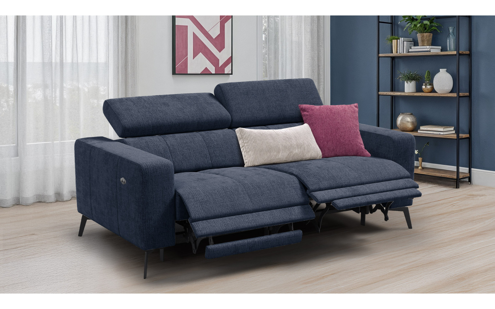 Relaxsofa 3-Sitzer MORELLO, marineblau, 2 x Relax Zero Gravity