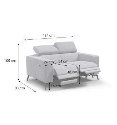 Relaxsofa 2-Sitzer MORELLO, creme, 2 x Relax Zero Gravity
