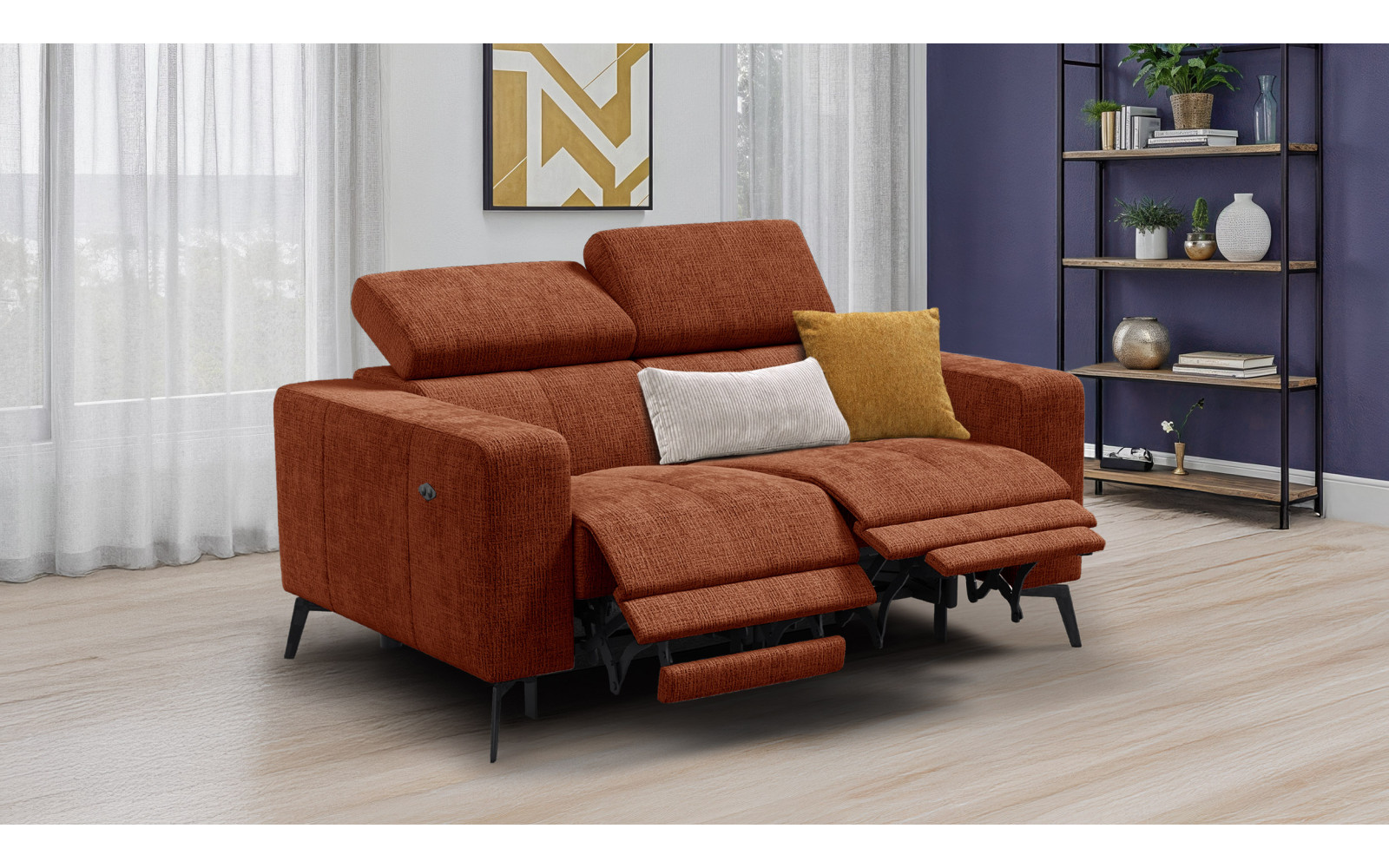 Relaxsofa 2-Sitzer MORELLO, rostrot, 2 x Relax Zero Gravity