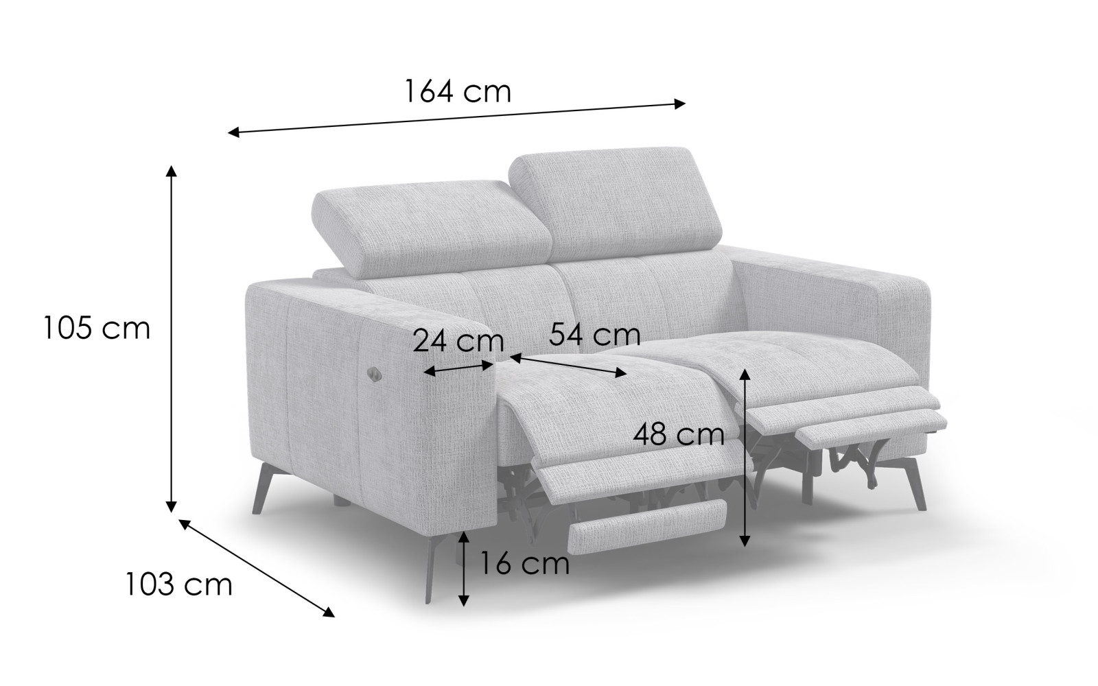 Relaxsofa 2-Sitzer MORELLO, rostrot, 2 x Relax Zero Gravity