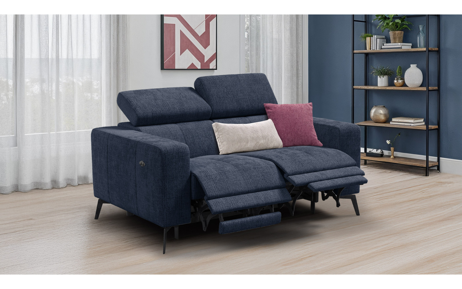 Relaxsofa 2-Sitzer MORELLO, marineblau, 2 x Relax Zero Gravity