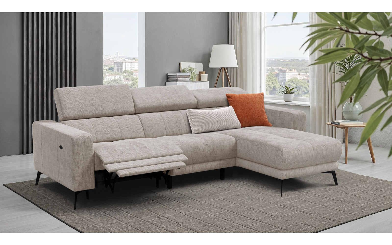 Ecksofa 4-Sitzer MORELLO, beige, 1 x Relax Zero Gravity