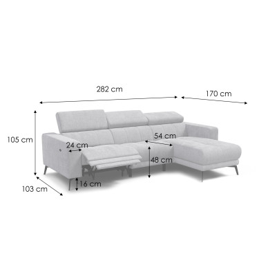Ecksofa 4-Sitzer MORELLO, creme, 1 x Relax Zero Gravity