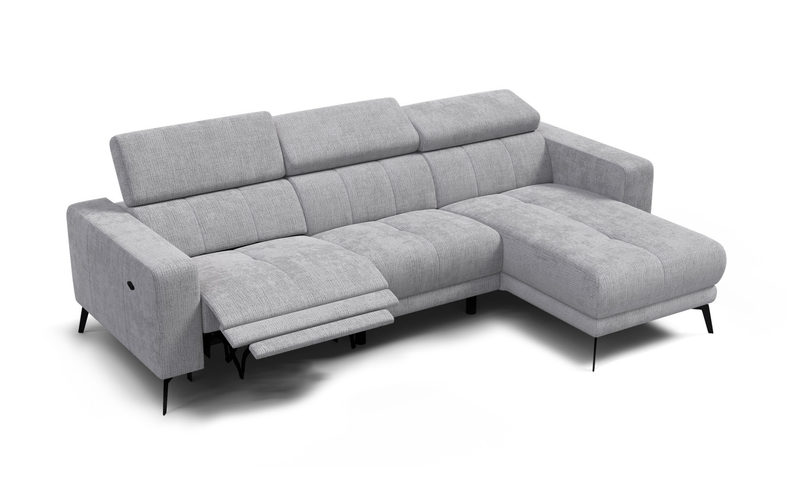 Ecksofa 4-Sitzer MORELLO, hellgrau, 1 x Relax Zero Gravity