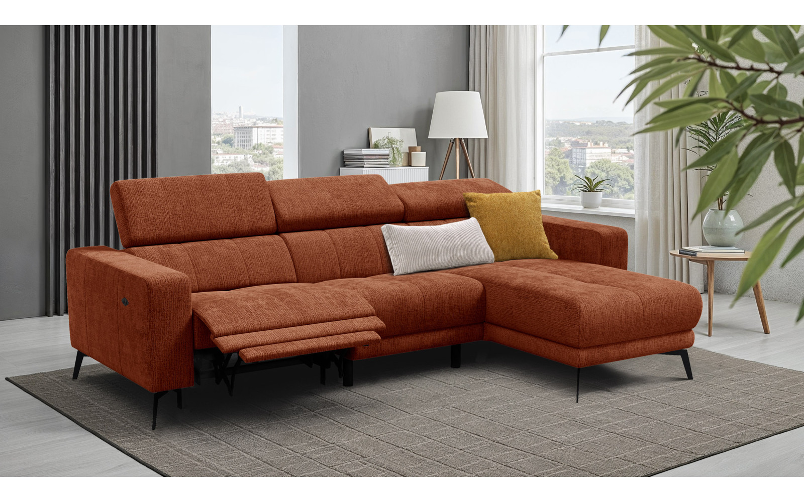 Ecksofa 4-Sitzer MORELLO, rostrot, 1 x Relax Zero Gravity