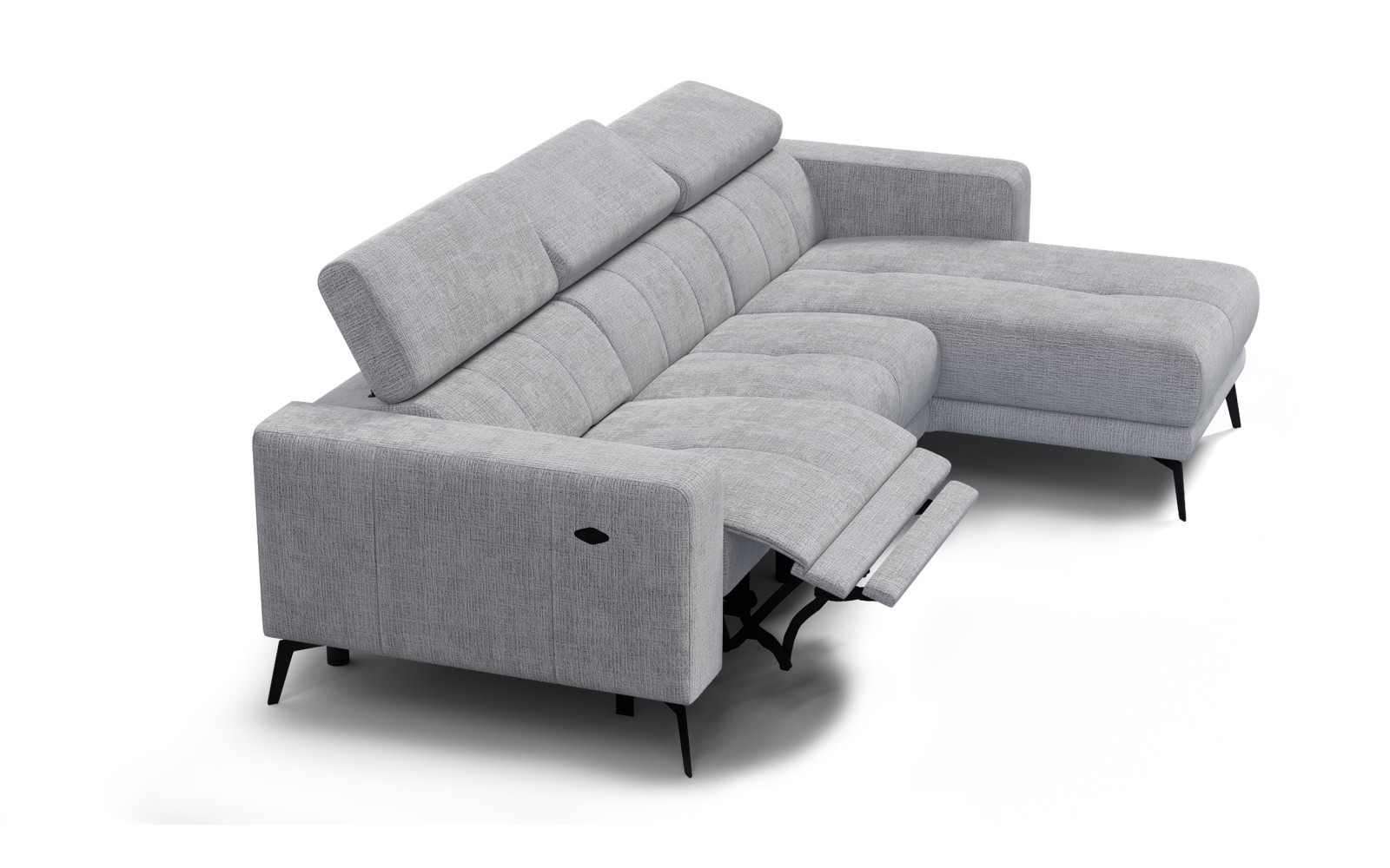 Ecksofa 4-Sitzer MORELLO, hellgrau, 1 x Relax Zero Gravity