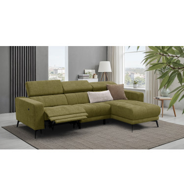 Ecksofa 4-Sitzer MORELLO, olive, 1 x Relax Zero Gravity