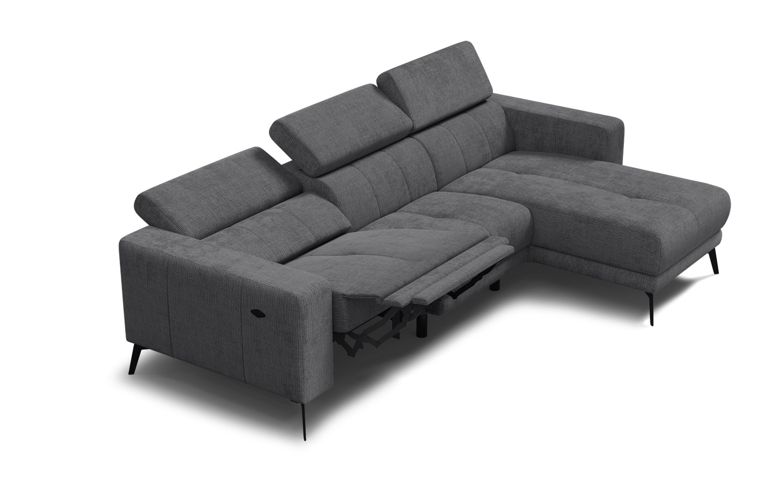 Ecksofa 4-Sitzer MORELLO, dunkelgrau, 1 x Relax Zero Gravity