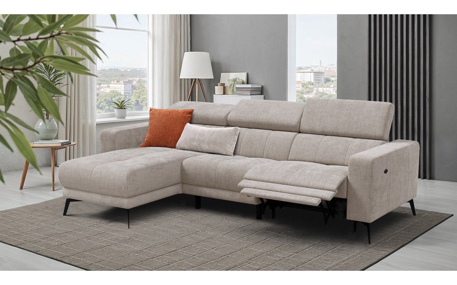 Ecksofa 4-Sitzer MORELLO, beige, 1 x Relax Zero Gravity