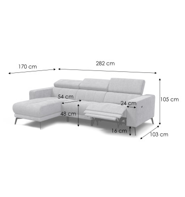 Ecksofa 4-Sitzer MORELLO, creme, 1 x Relax Zero Gravity