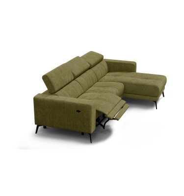 Ecksofa 4-Sitzer MORELLO, olive, 1 x Relax Zero Gravity