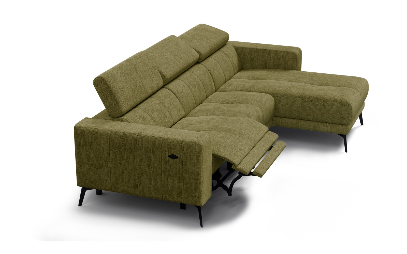 Ecksofa 4-Sitzer MORELLO, olive, 1 x Relax Zero Gravity