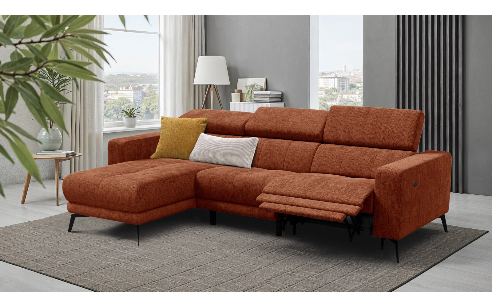 Ecksofa 4-Sitzer MORELLO, rostrot, 1 x Relax Zero Gravity