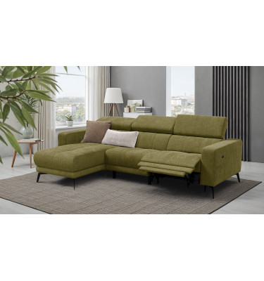 Ecksofa 4-Sitzer MORELLO, olive, 1 x Relax Zero Gravity