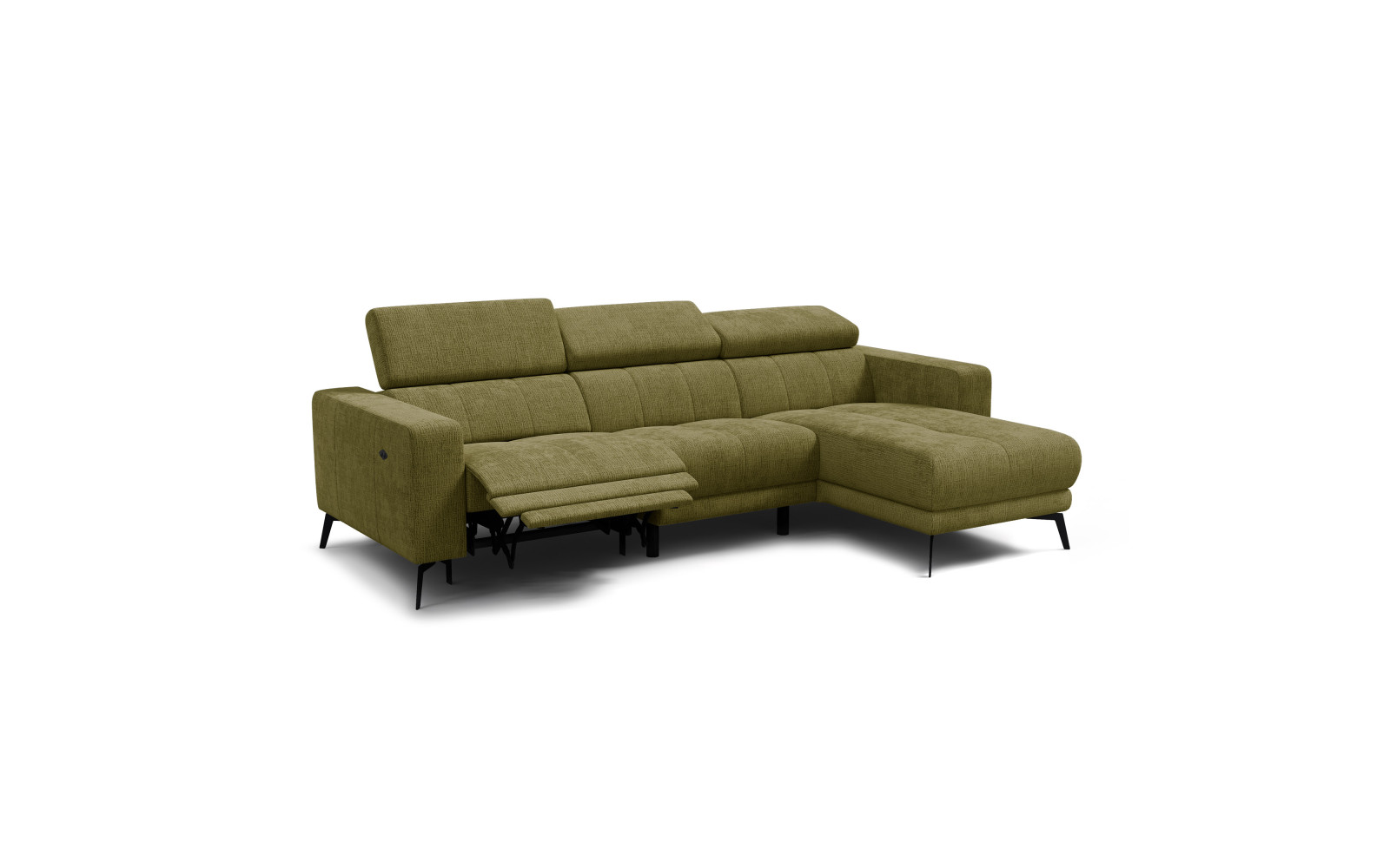 Ecksofa 4-Sitzer MORELLO, olive, 1 x Relax Zero Gravity