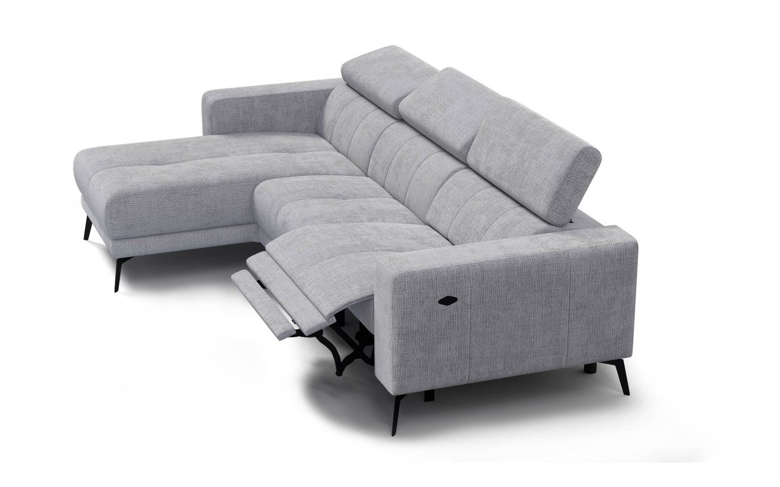 Ecksofa 4-Sitzer MORELLO, hellgrau, 1 x Relax Zero Gravity
