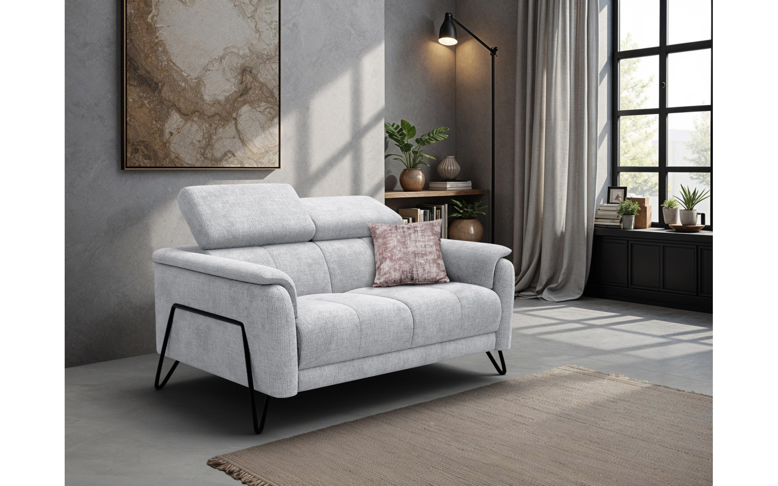 Sofa 2-Sitzer RODEN, hellgrau