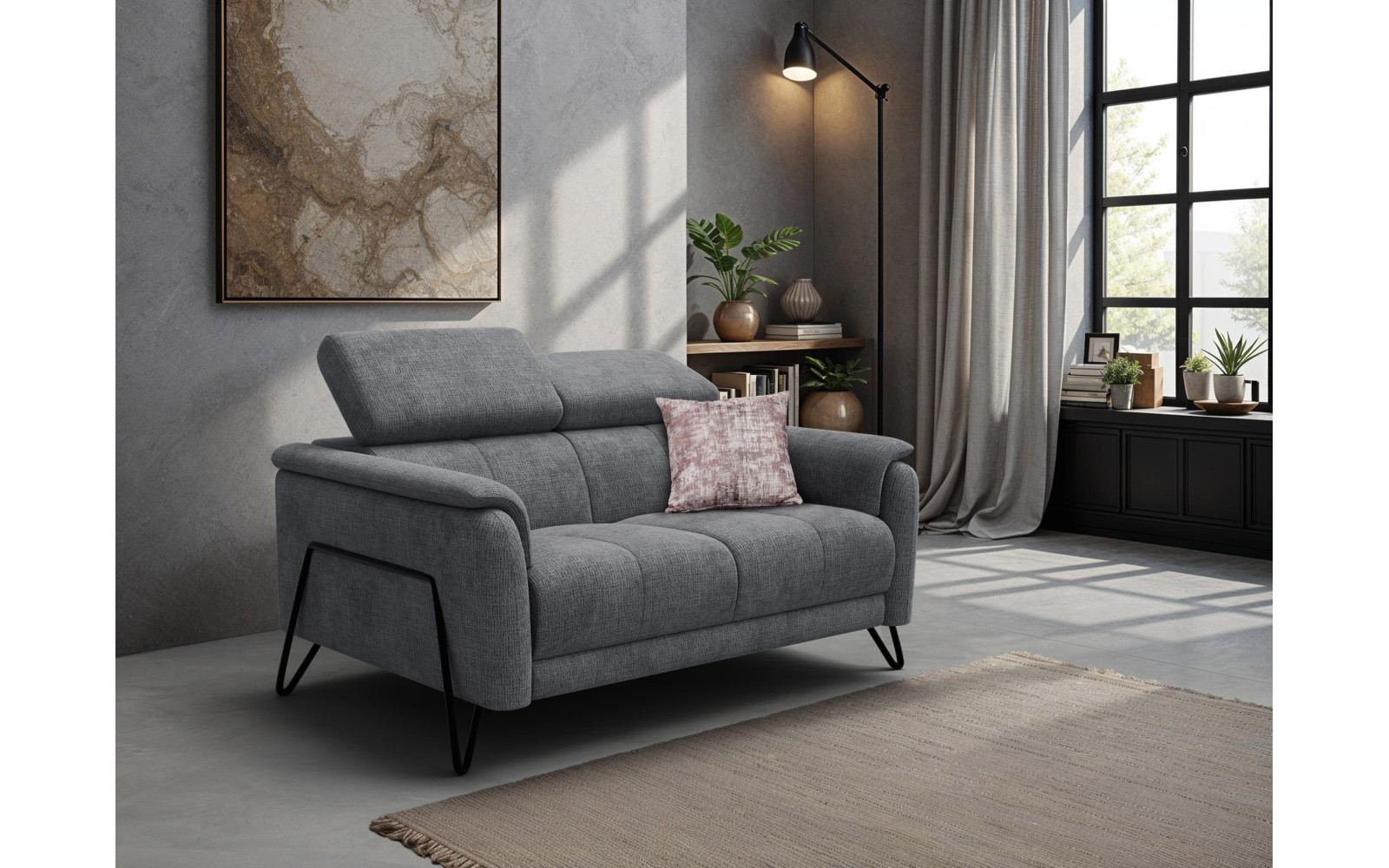 Sofa 2-Sitzer RODEN, dunkelgrau