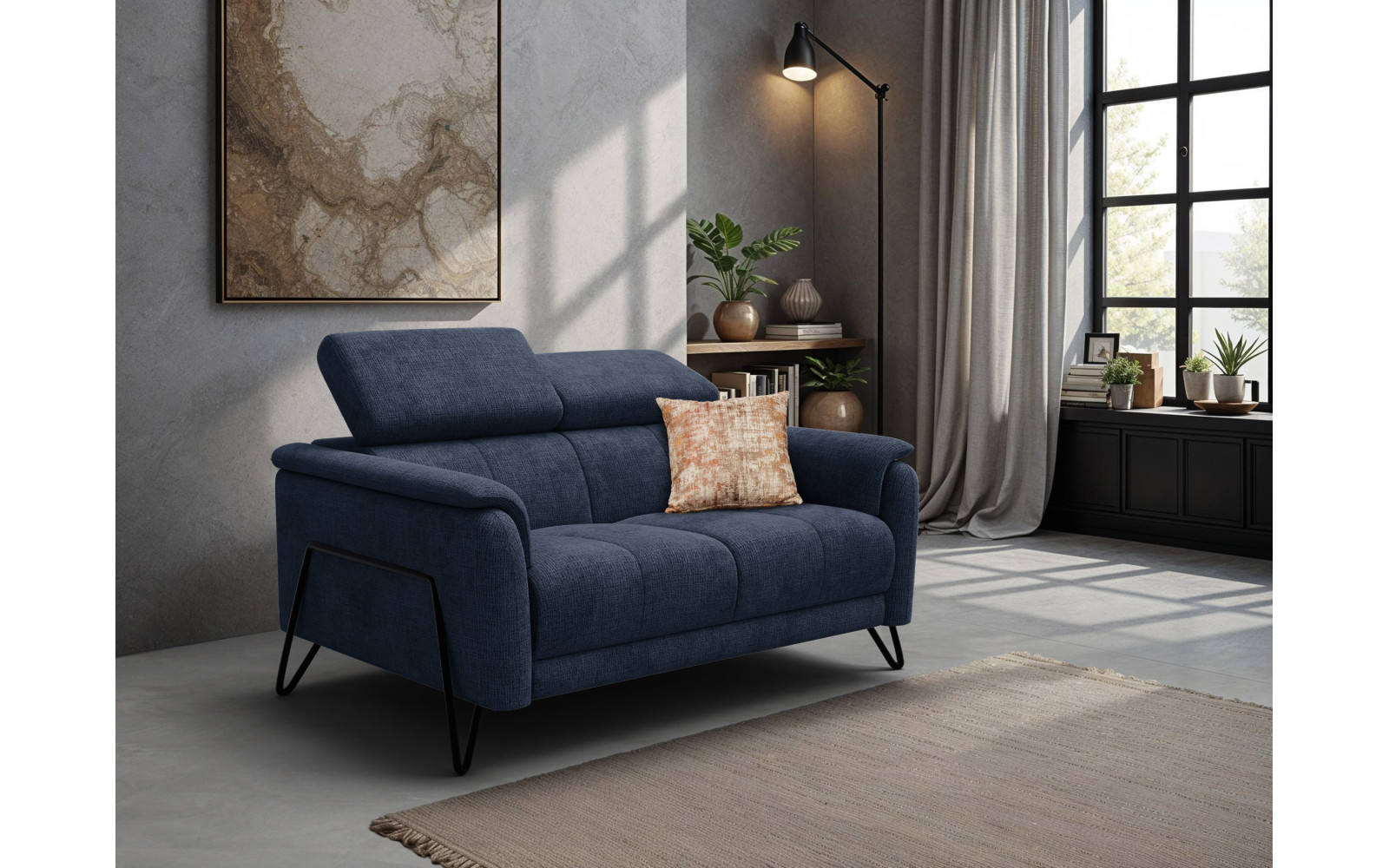 Sofa 2-Sitzer RODEN, marineblau