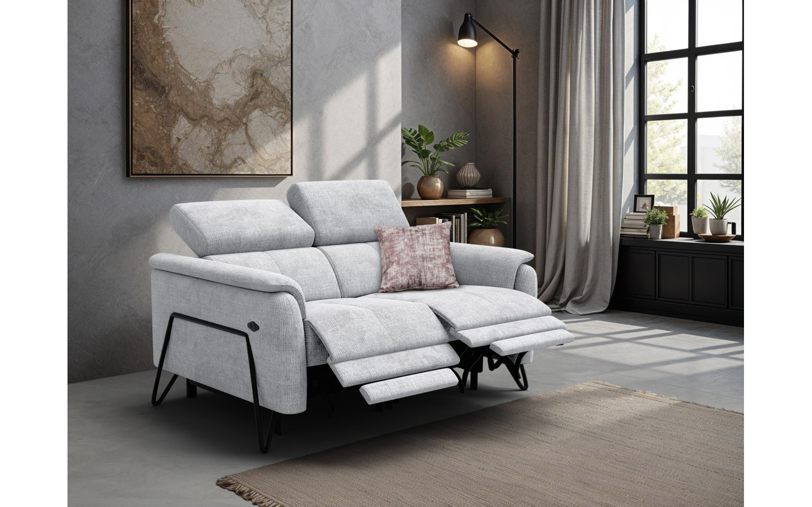 Relaxsofa 2-Sitzer RODEN, hellgrau