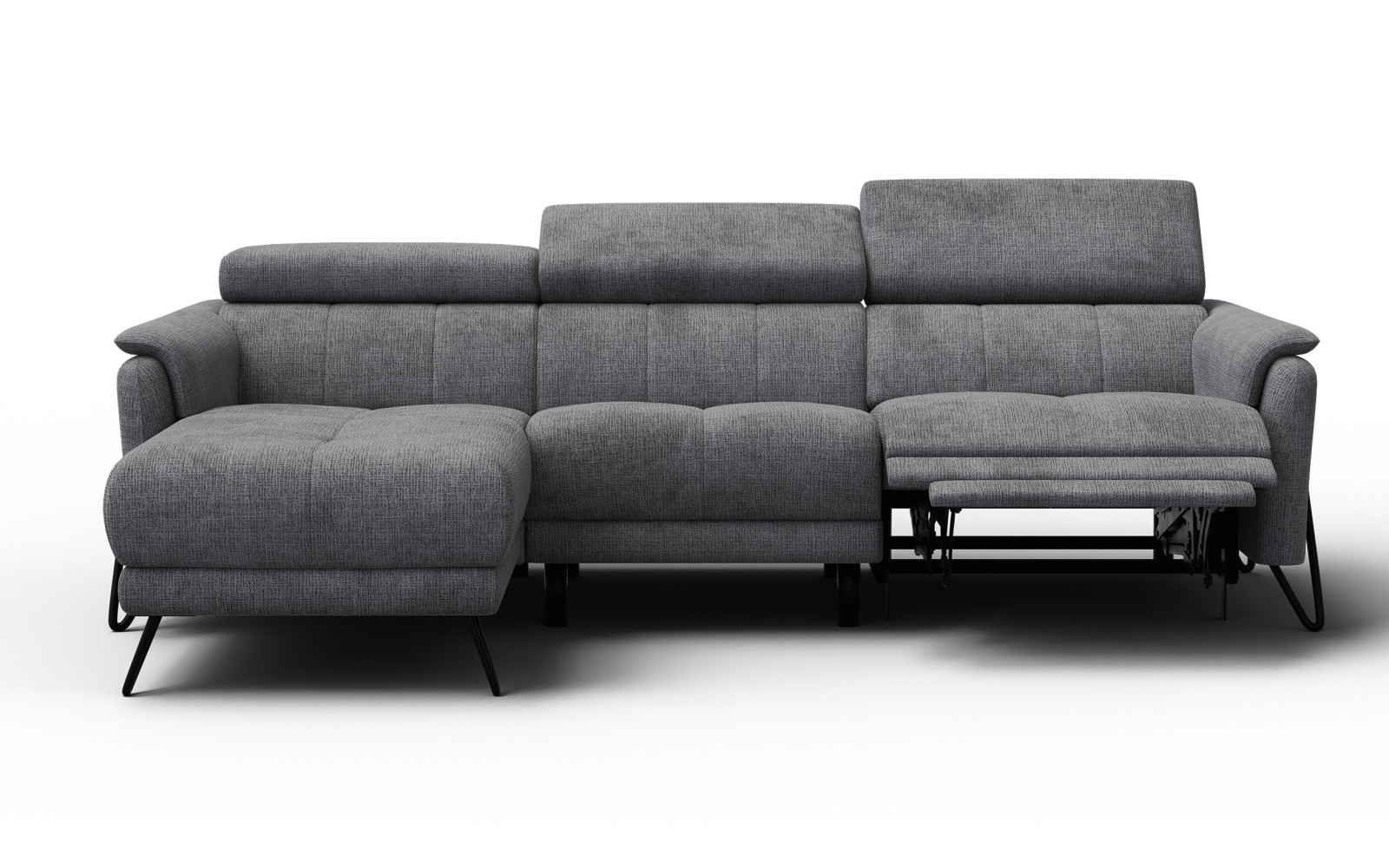 Ecksofa 4-Sitzer mit Relax RODEN, dunkelgrau