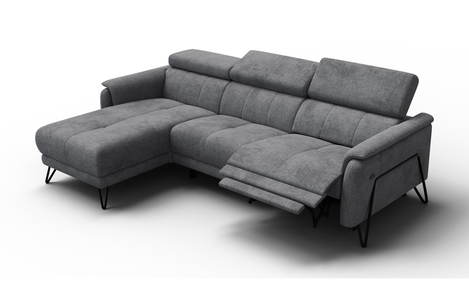 Ecksofa 4-Sitzer mit Relax RODEN, dunkelgrau