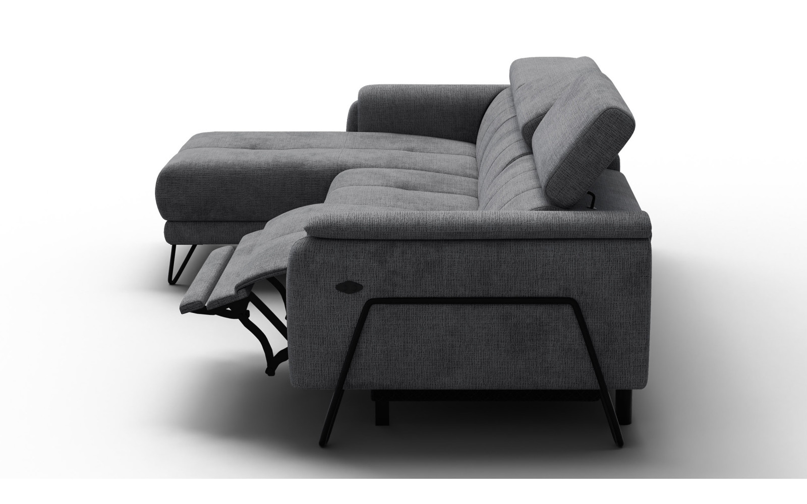 Ecksofa 4-Sitzer mit Relax RODEN, dunkelgrau
