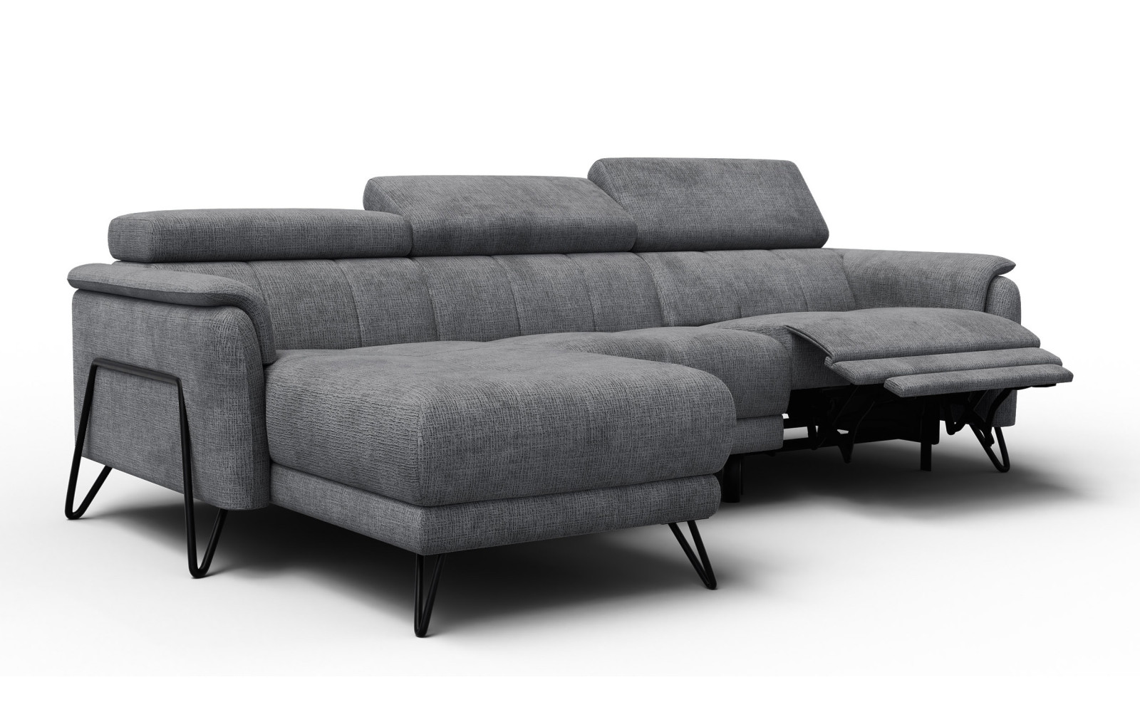 Ecksofa 4-Sitzer mit Relax RODEN, dunkelgrau