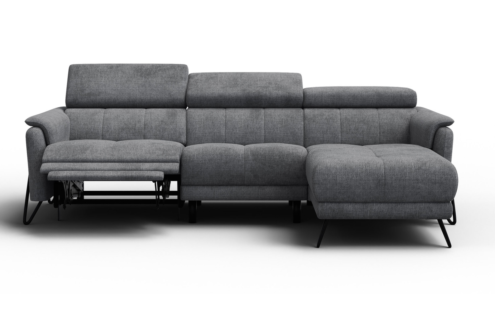 Ecksofa 4-Sitzer mit Relax RODEN, dunkelgrau