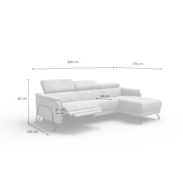 Ecksofa 4-Sitzer mit Relax RODEN, dunkelgrau