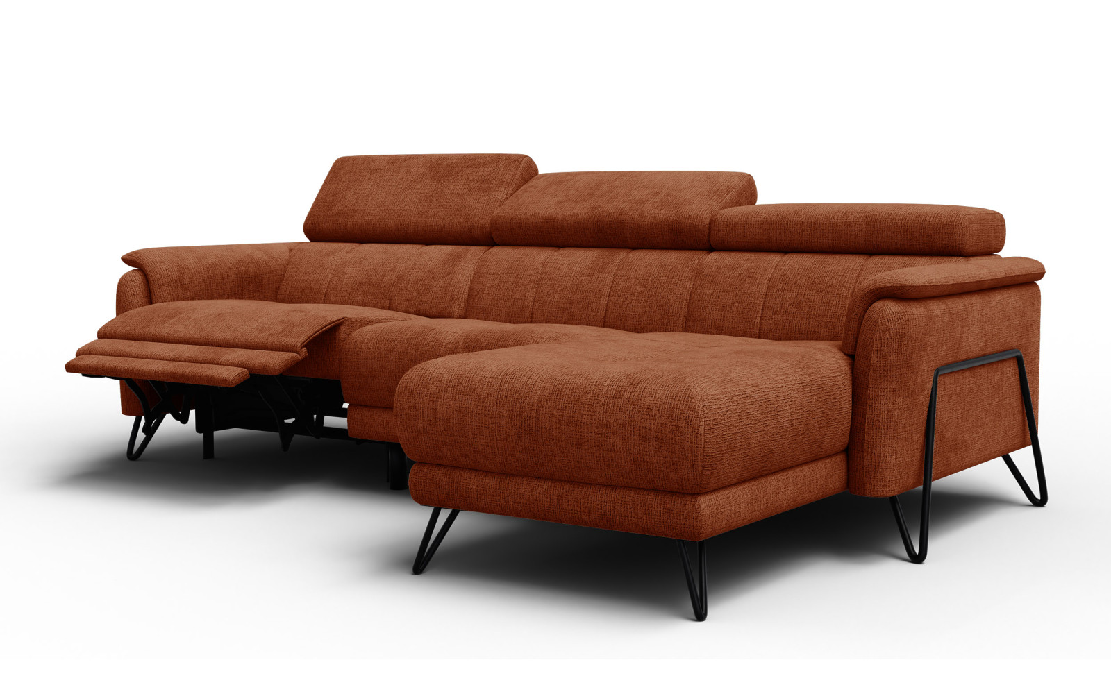 Ecksofa 4-Sitzer mit Relax RODEN, rostrot