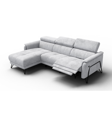 Ecksofa 4-Sitzer mit Relax RODEN, hellgrau