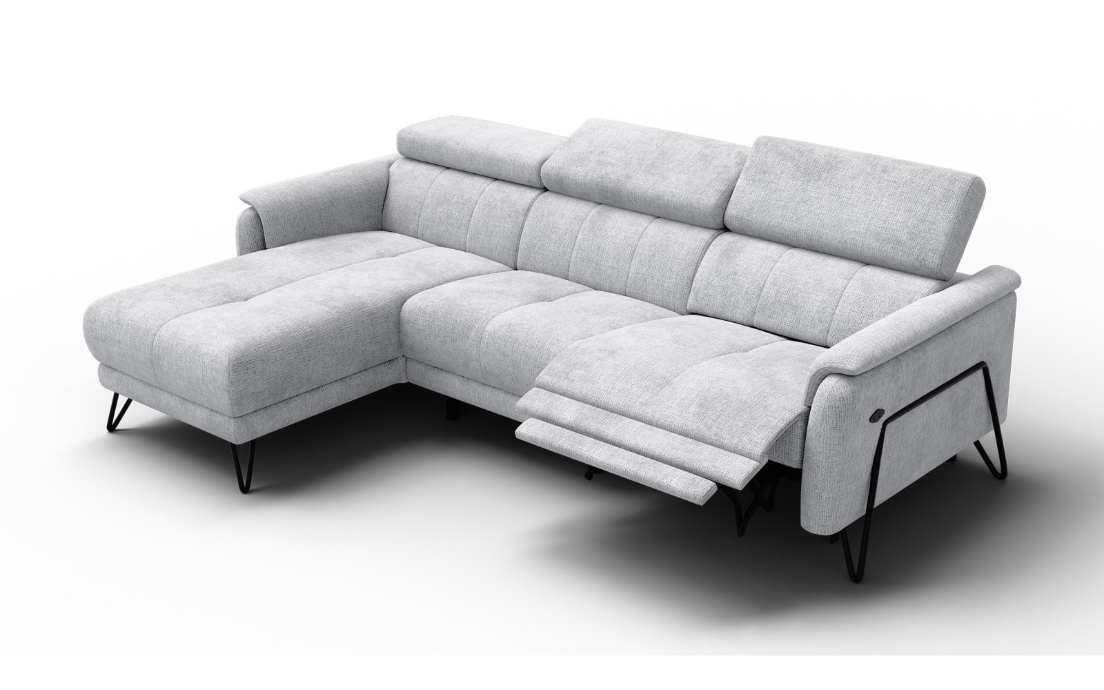 Ecksofa 4-Sitzer mit Relax RODEN, hellgrau