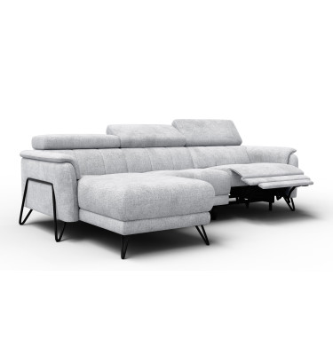 Ecksofa 4-Sitzer mit Relax RODEN, hellgrau