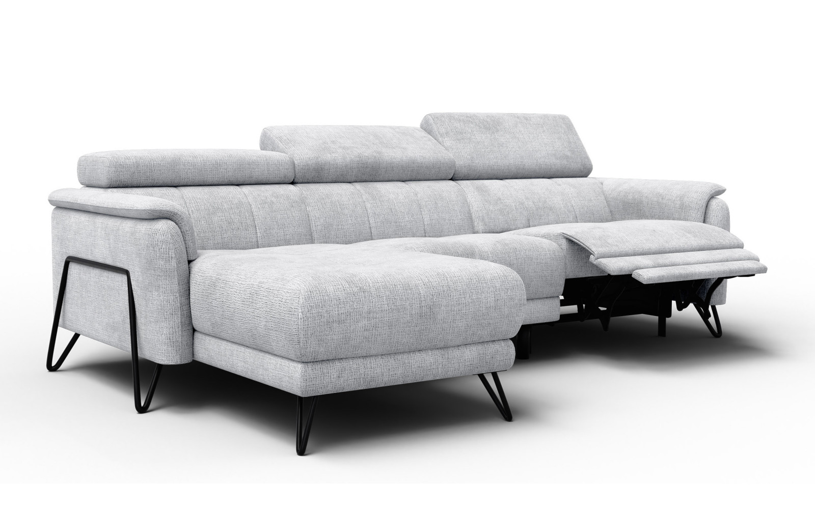 Ecksofa 4-Sitzer mit Relax RODEN, hellgrau