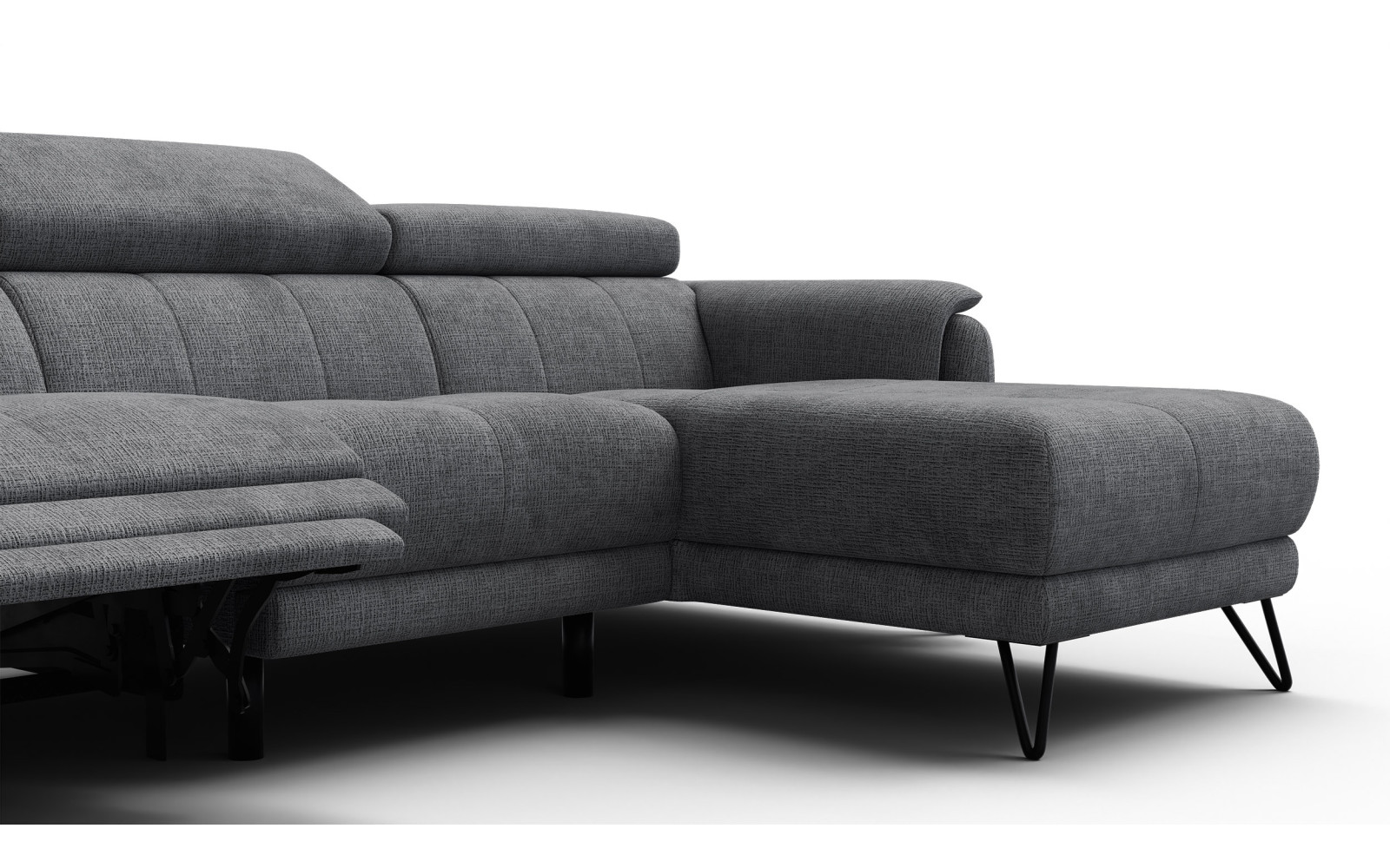 Ecksofa 4-Sitzer mit Relax RODEN, dunkelgrau