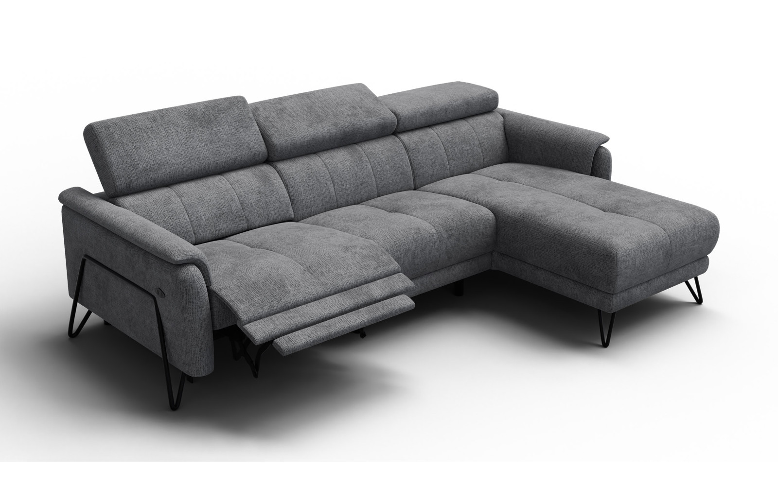 Ecksofa 4-Sitzer mit Relax RODEN, dunkelgrau