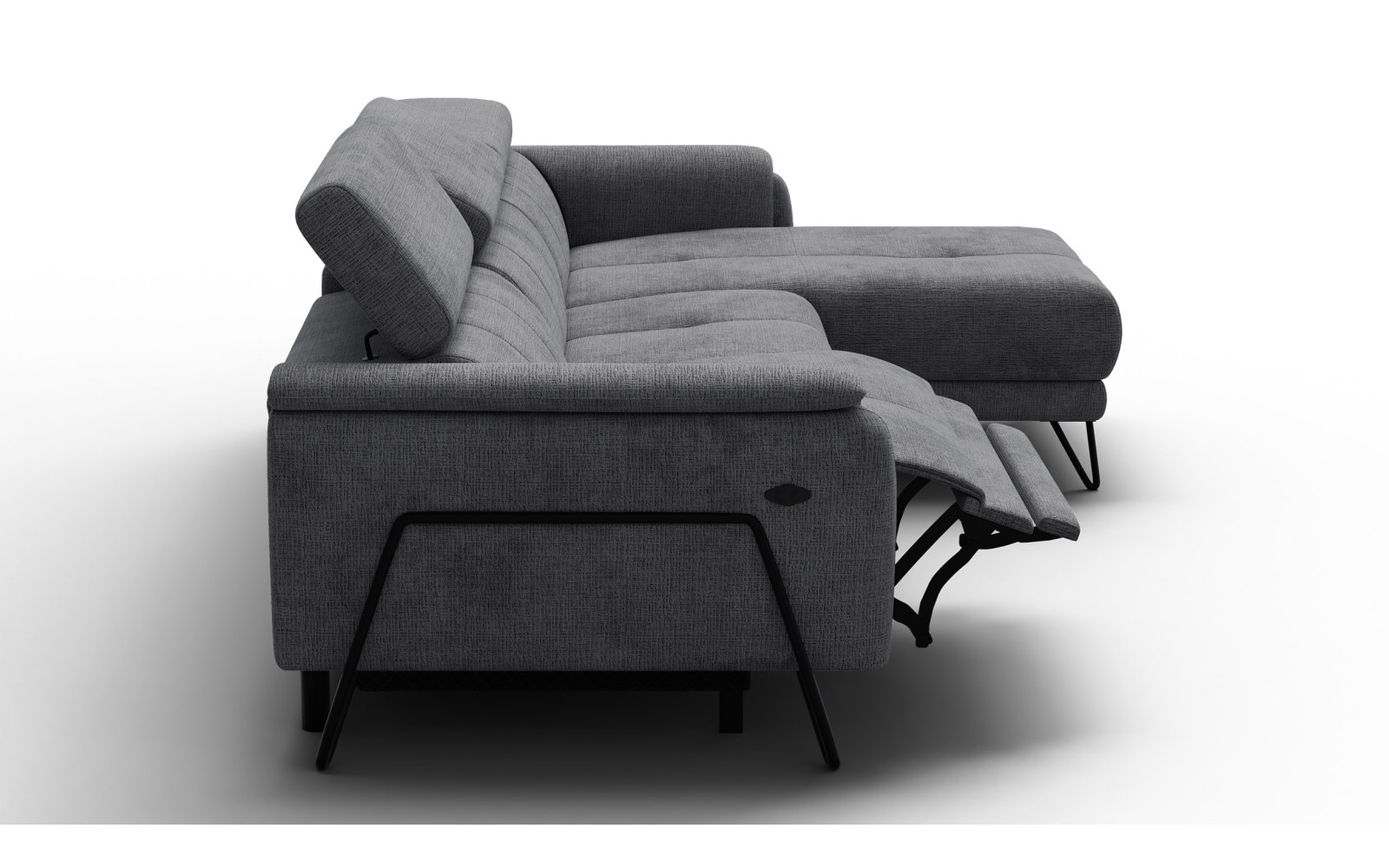 Ecksofa 4-Sitzer mit Relax RODEN, dunkelgrau