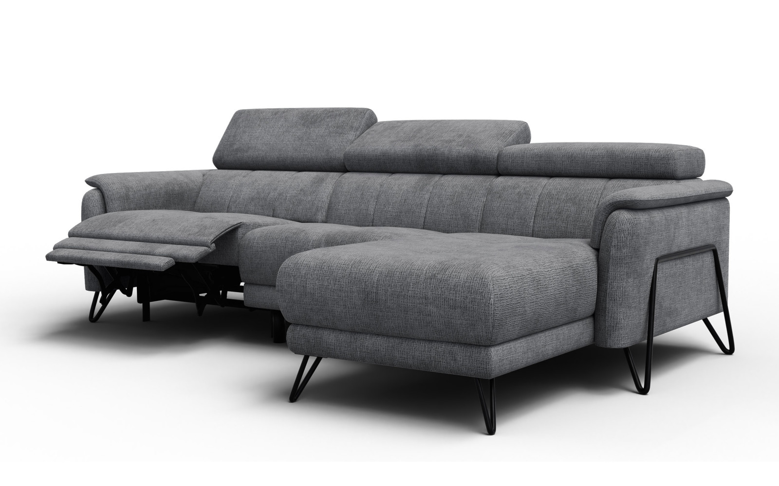 Ecksofa 4-Sitzer mit Relax RODEN, dunkelgrau