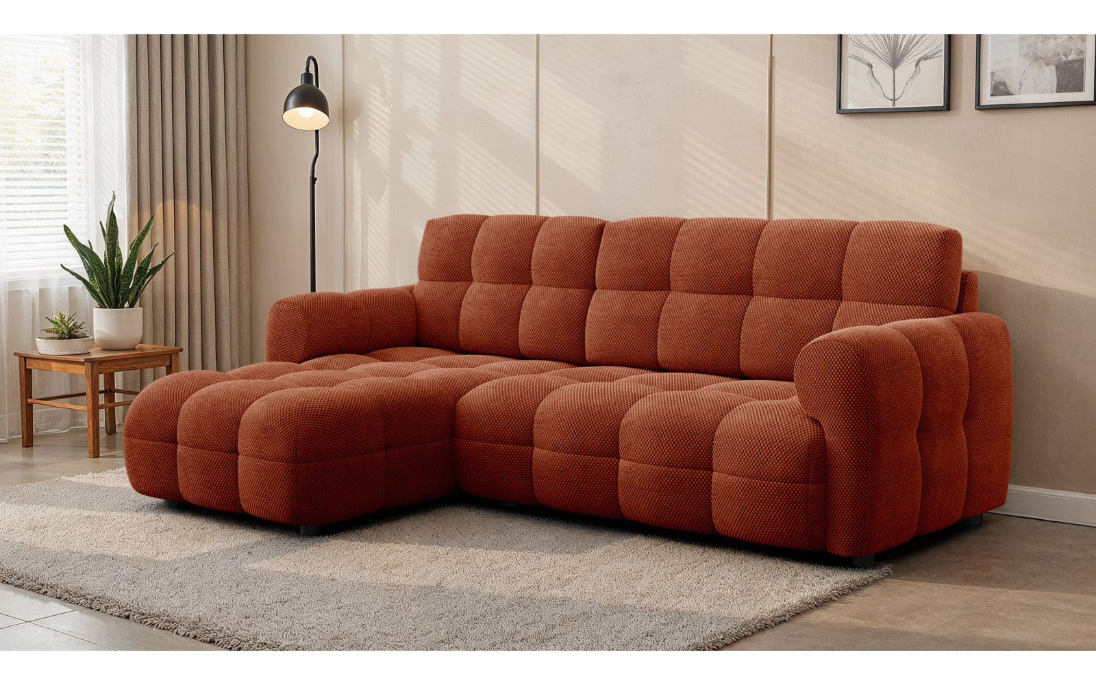 Ecksofa 3-Sitzer links MELLOW, dunkelorange