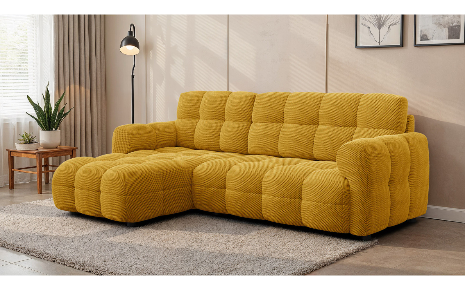 Ecksofa 3-Sitzer links MELLOW, safran