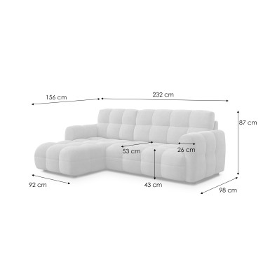 Ecksofa 3-Sitzer links MELLOW, grau