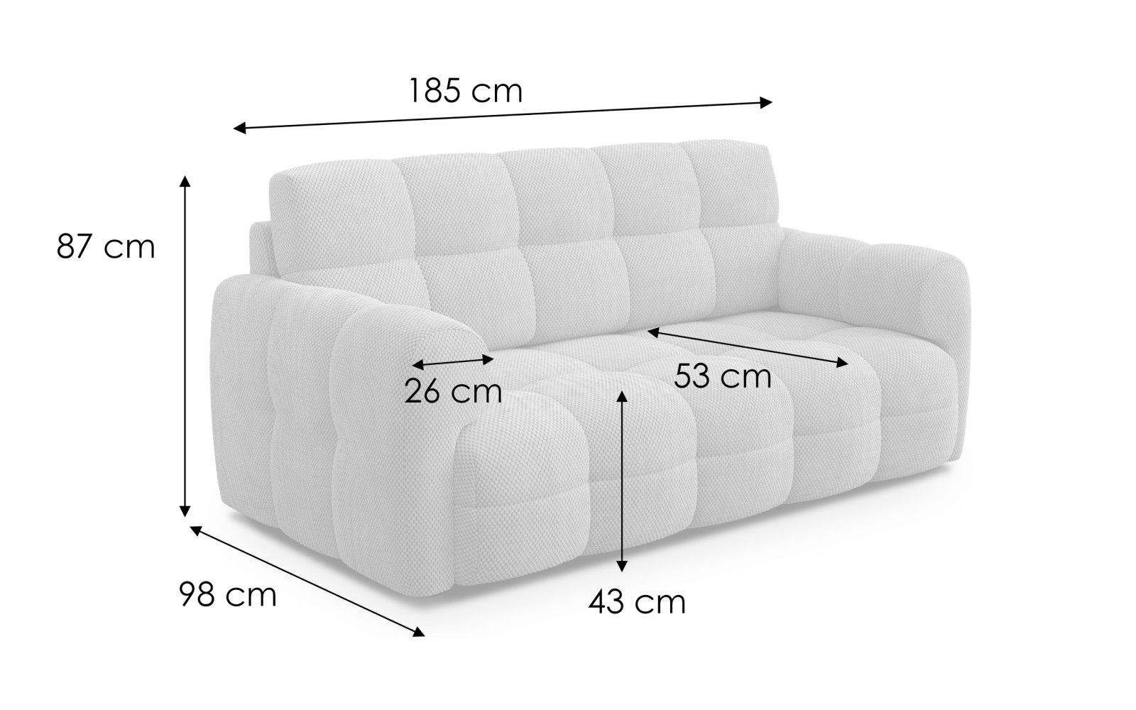 Sofa 2,5-Sitzer MELLOW, grau