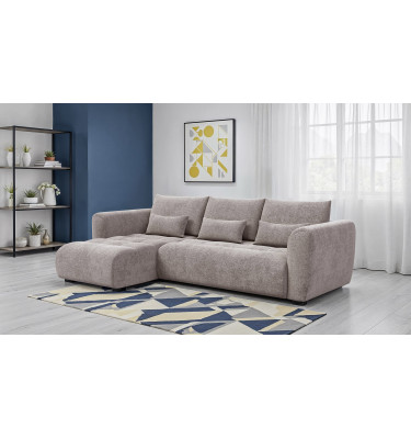 Ecksofa 4-Sitzer links SORENO, dunkelbeige