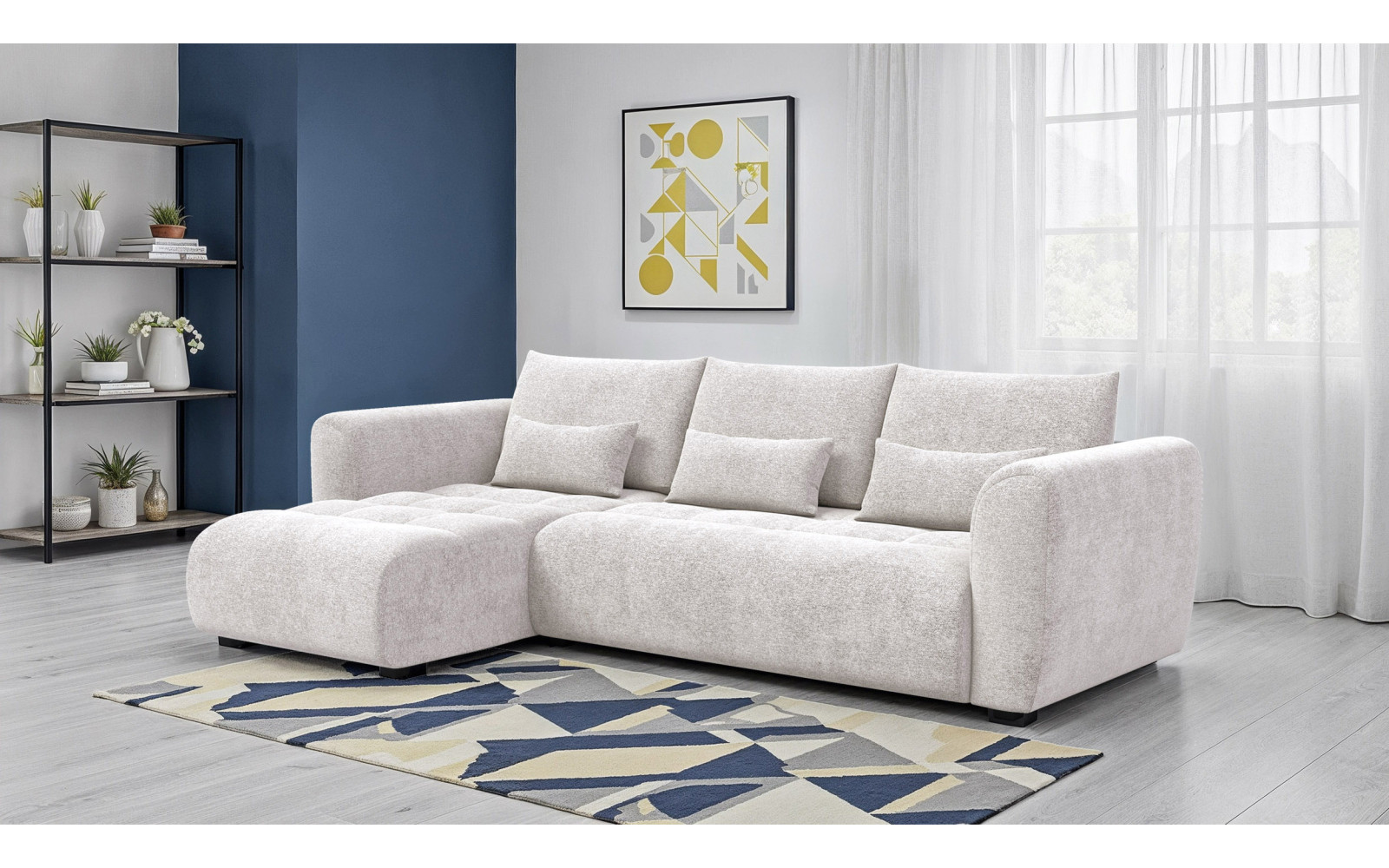 Ecksofa 4-Sitzer links SORENO, ecru