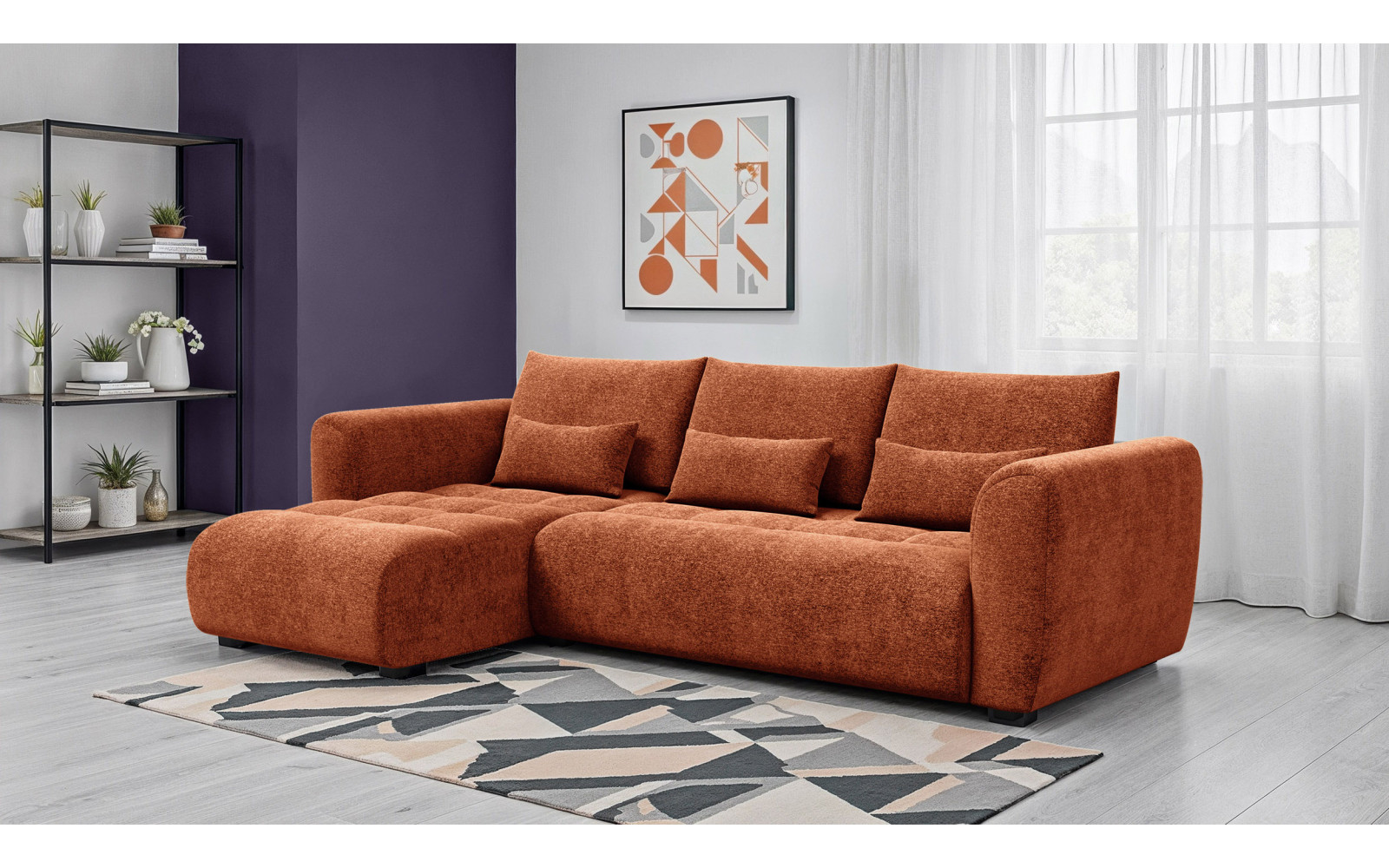 Ecksofa 4-Sitzer links SORENO, orange