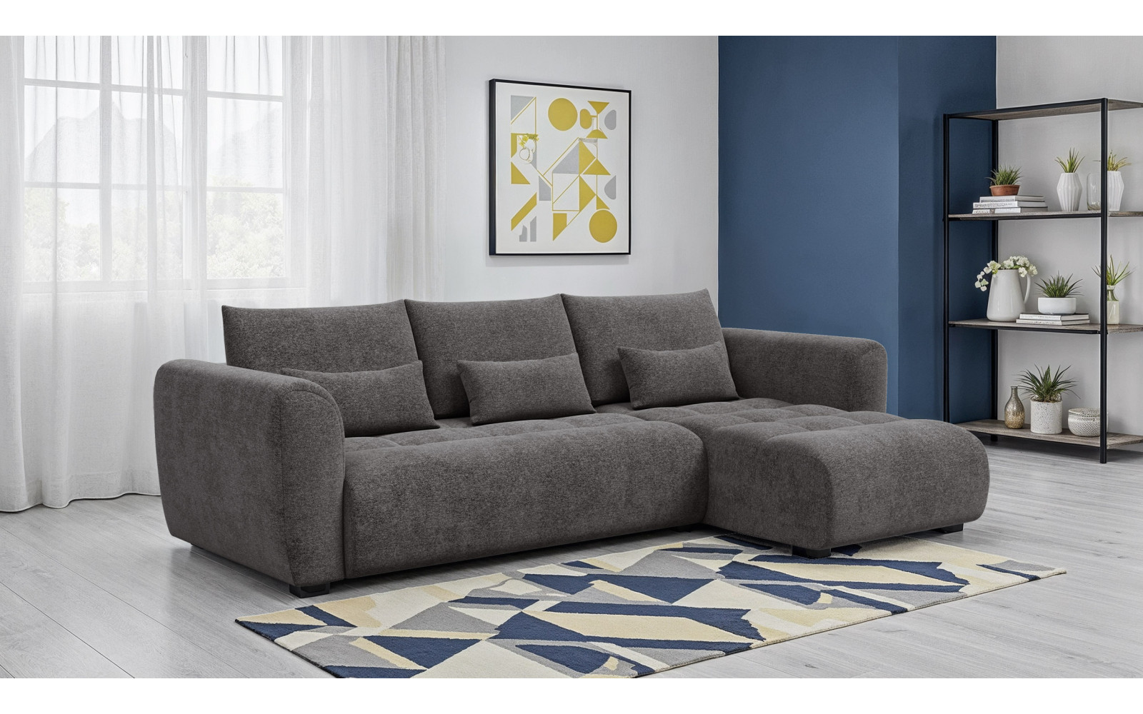 Ecksofa 4-Sitzer rechts SORENO, dunkelgrau