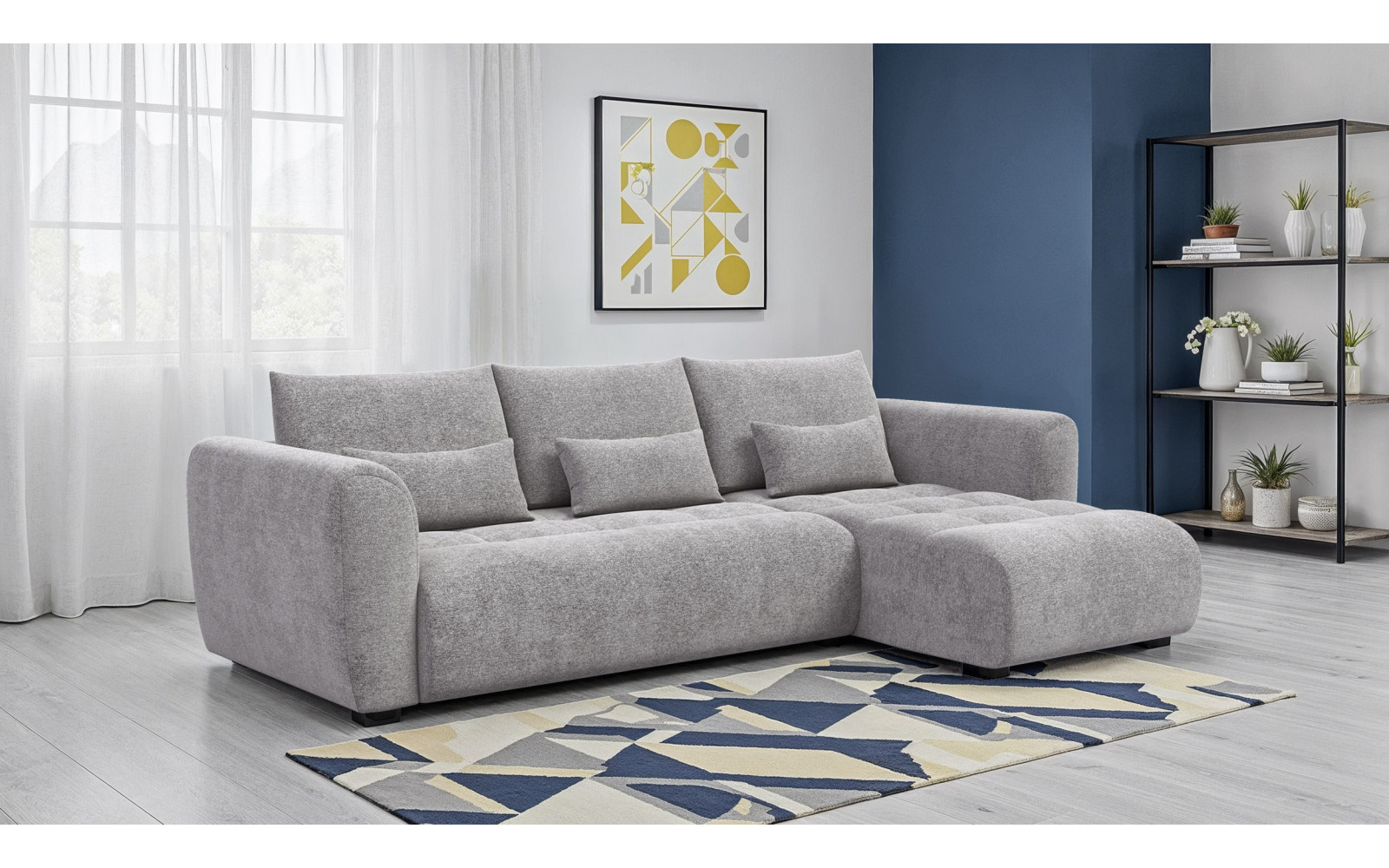 Ecksofa 4-Sitzer rechts SORENO, platingrau