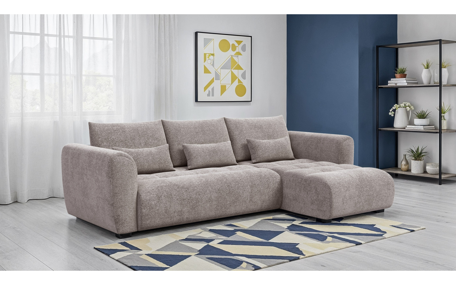 Ecksofa 4-Sitzer rechts SORENO, dunkelbeige